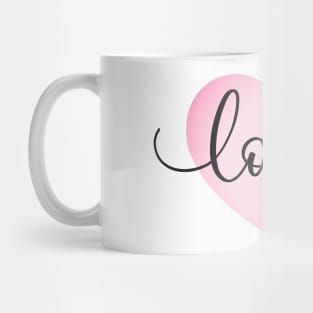 Simple Love Pink Heart Valentine's Day Calligraphy Mug